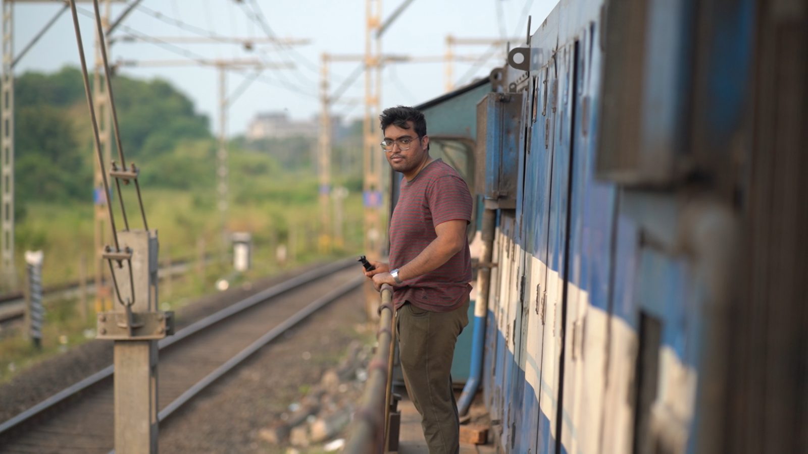 Filming from a train door